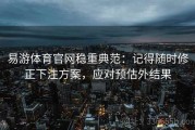 易游体育官网稳重典范：记得随时修正下注方案，应对预估外结果