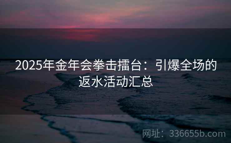 2025年金年会拳击擂台：引爆全场的返水活动汇总