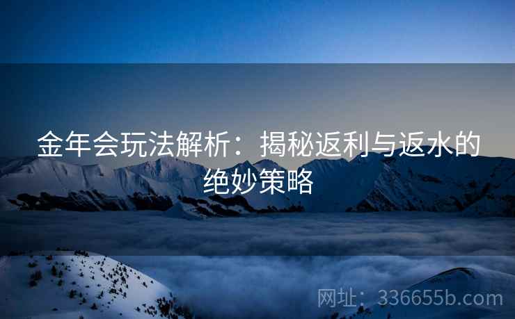 金年会玩法解析：揭秘返利与返水的绝妙策略